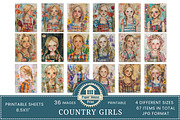 Country Girls Junk Journal Pages, an Illustration by NiiiNArt (Thumbnail 4 of 8)