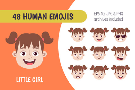 48 little girl emojis set, an Emoji Icon by insemar