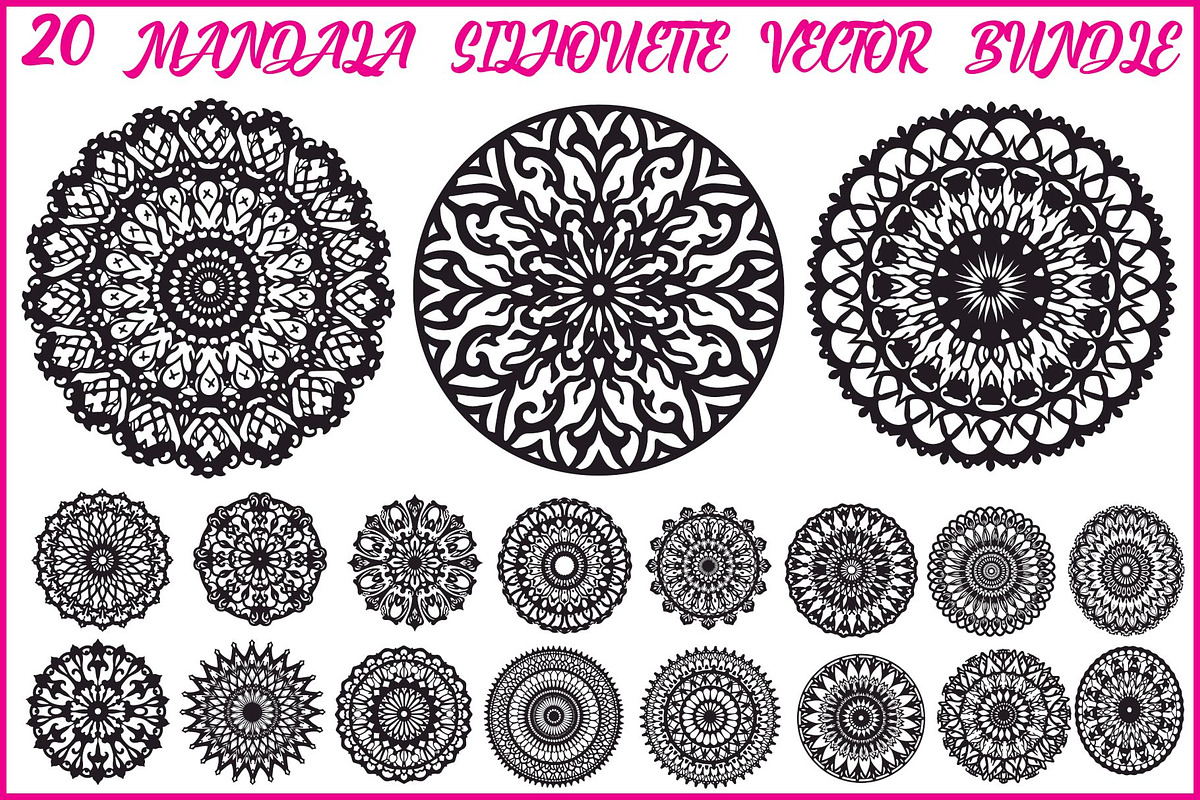 Elegant Mandala Silhouette Bundle, an Illustration by BIPLOB EXPERT (Photo 1 of 21)