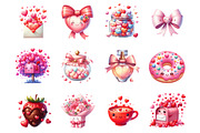 Cute Kawaii Valentine's Day Clipart, an Illustration by SinaCreation (Thumbnail 2 of 7)