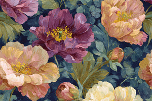 Oil Painted Peony Seamless Pattern, a Pattern Graphic by Virgo Studio