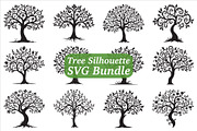 Tree Silhouette SVG Bundle, an Illustration by Creativeshirt (Thumbnail 1 of 13)