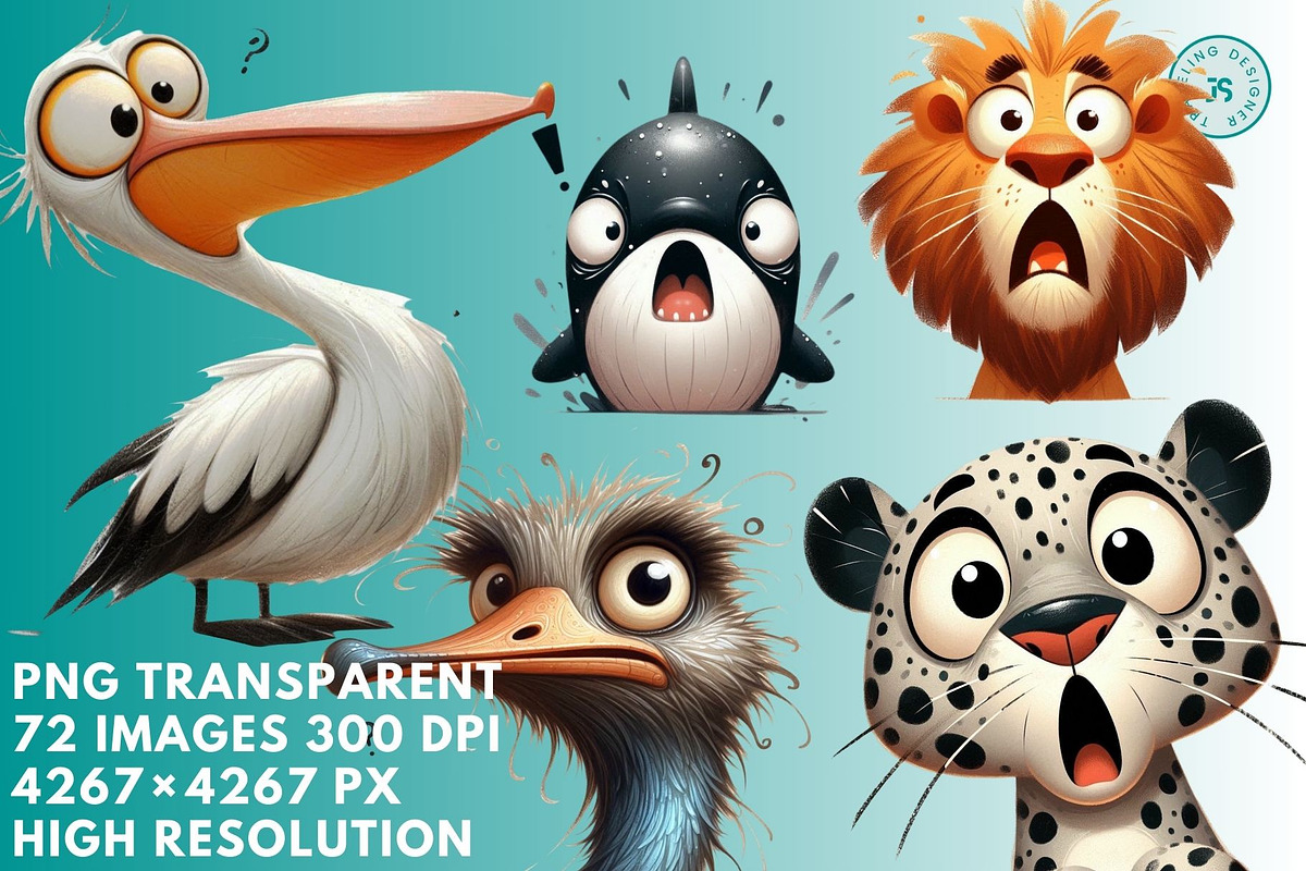 Shocked Animal Clipart Bundle, an Animal Illustration by Traveling Designer (Photo 3 of 6)