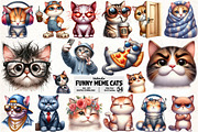 Funny Meme Cats Sublimation Clipart, an Illustration by Pixels.Craft (Thumbnail 1 of 7)