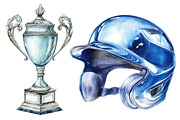 Watercolor Baseball Clipart, a Seasonal Illustration by CitraGraphics (Thumbnail 4 of 4)