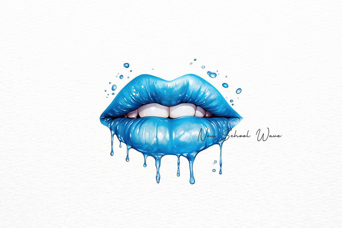 Glossy Blue Watercolor Lips, an Object Illustration by New-School-Wave (Photo 2 of 5)