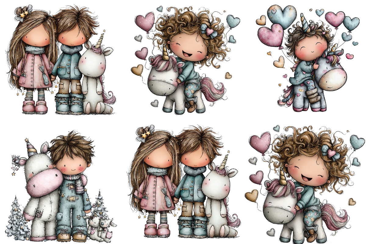 Whimsical Human Unicorn Love Clipart, an Illustration by CraftArtStudio (Photo 5 of 6)