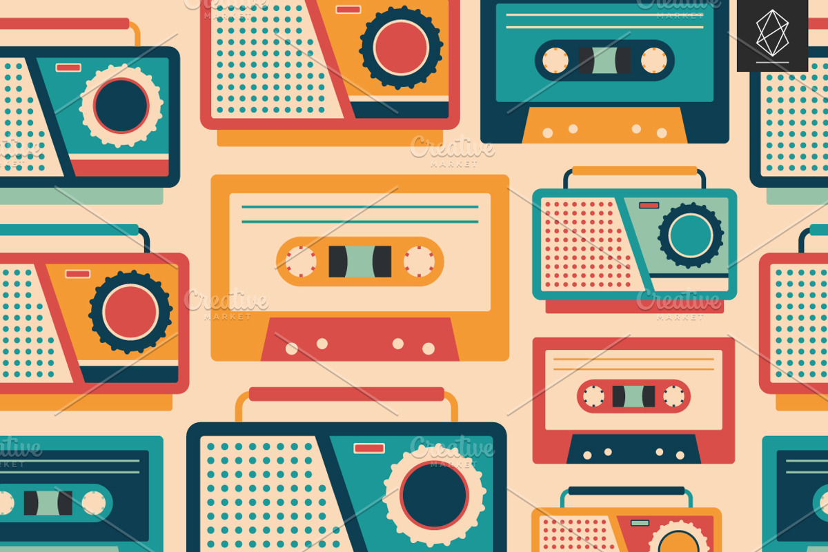 Retro media seamless pattern set, a Pattern Graphic by Yury Velikanov (Photo 4 of 5)