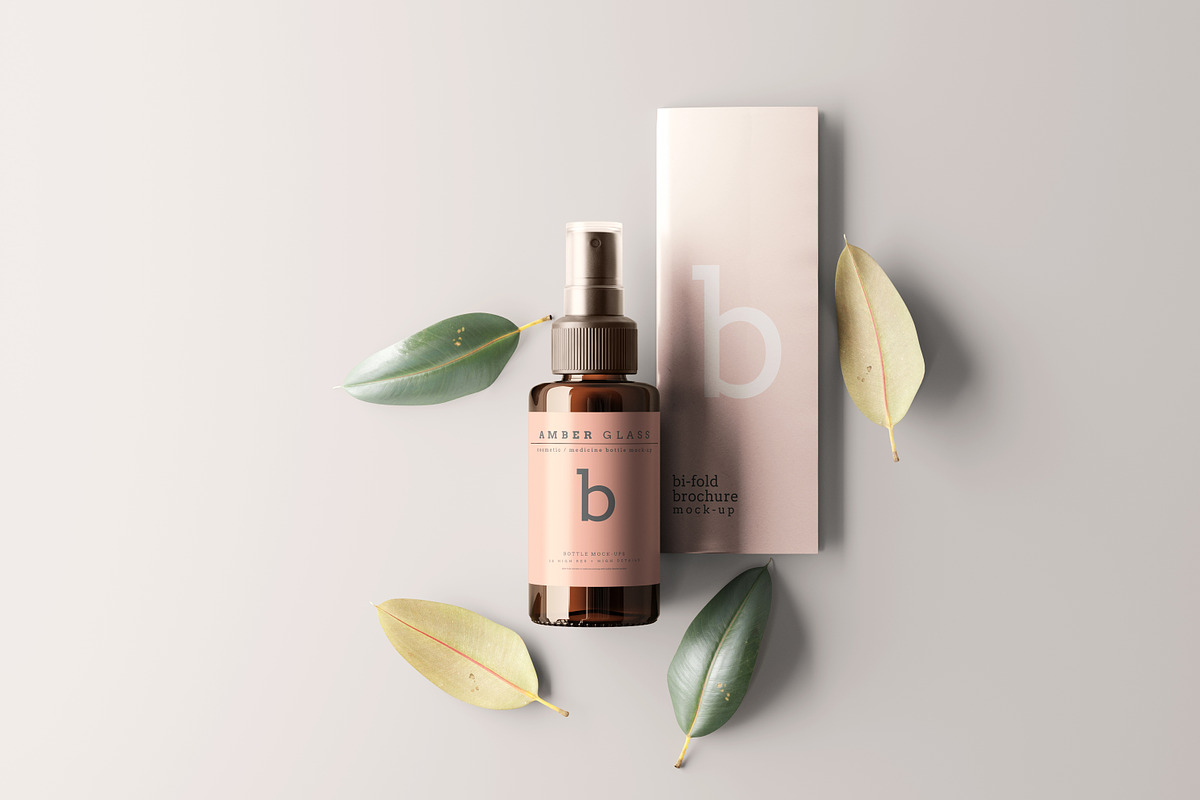 Amber Glass Spray Bottles Mockups, a Cups & Container Mockup by pmvch (Photo 14 of 20)