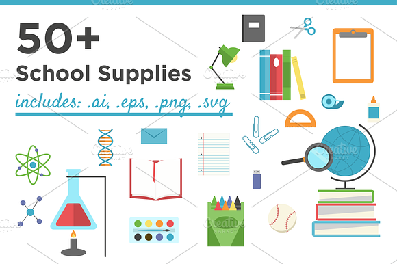 50 School Icons Set