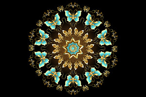 Mandala Of Golden Butterflies