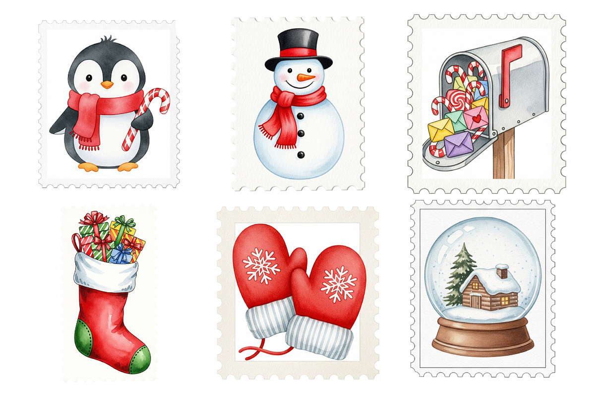 Christmas Postage Stamps, an Illustration by Daily.Designs (Photo 6 of 9)