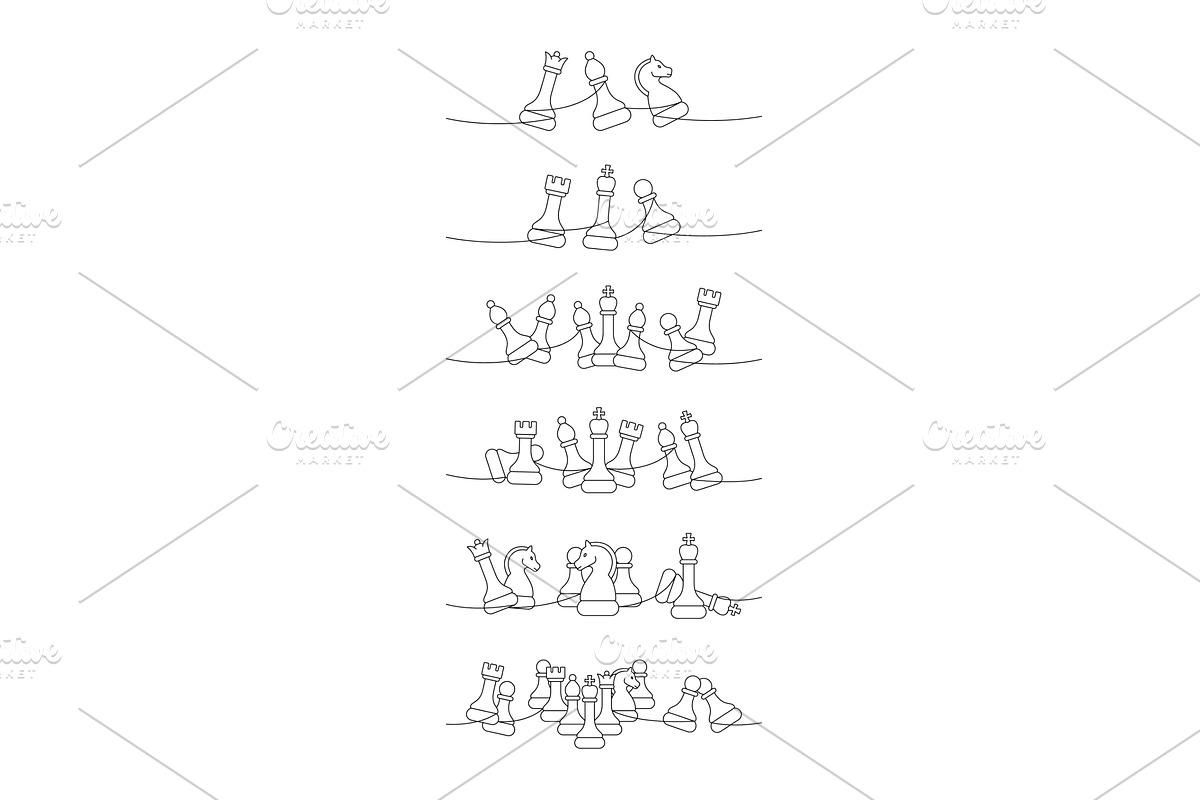 Extra wide continuous line chess, an Object Illustration by GraphiShop
