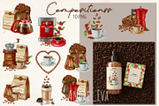 Watercolor Coffee Clipart/Pattern, a Food Illustration by Andre_Eva (Thumbnail 3 of 10)