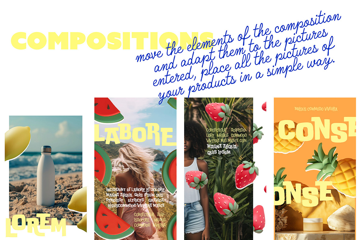 Colorful 3D Fruit Social Media Pack preview 4