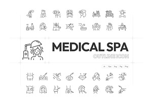 Med Spa Icons, an Outline Icon by Prosymbols