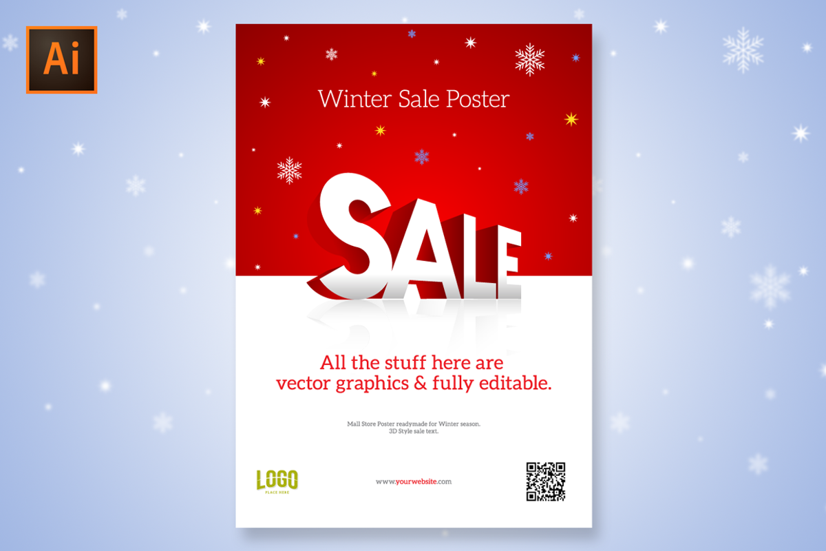 Mall Store Sale Poster 3D Logo, an Illustration by The Petim