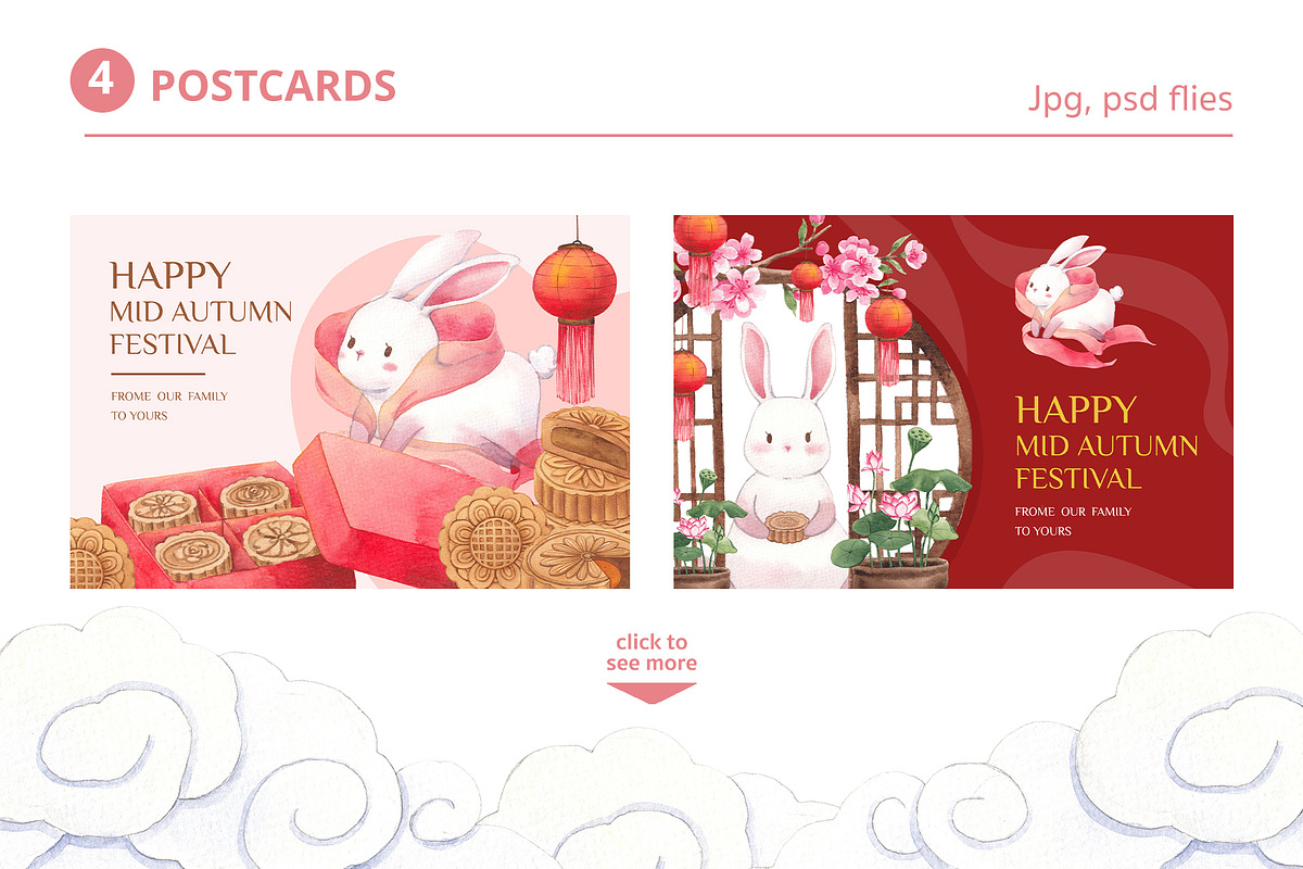 Mid-Autumn Festival & White Rabbit, an Animal Illustration by CreativeValuation (Photo 7 of 17)