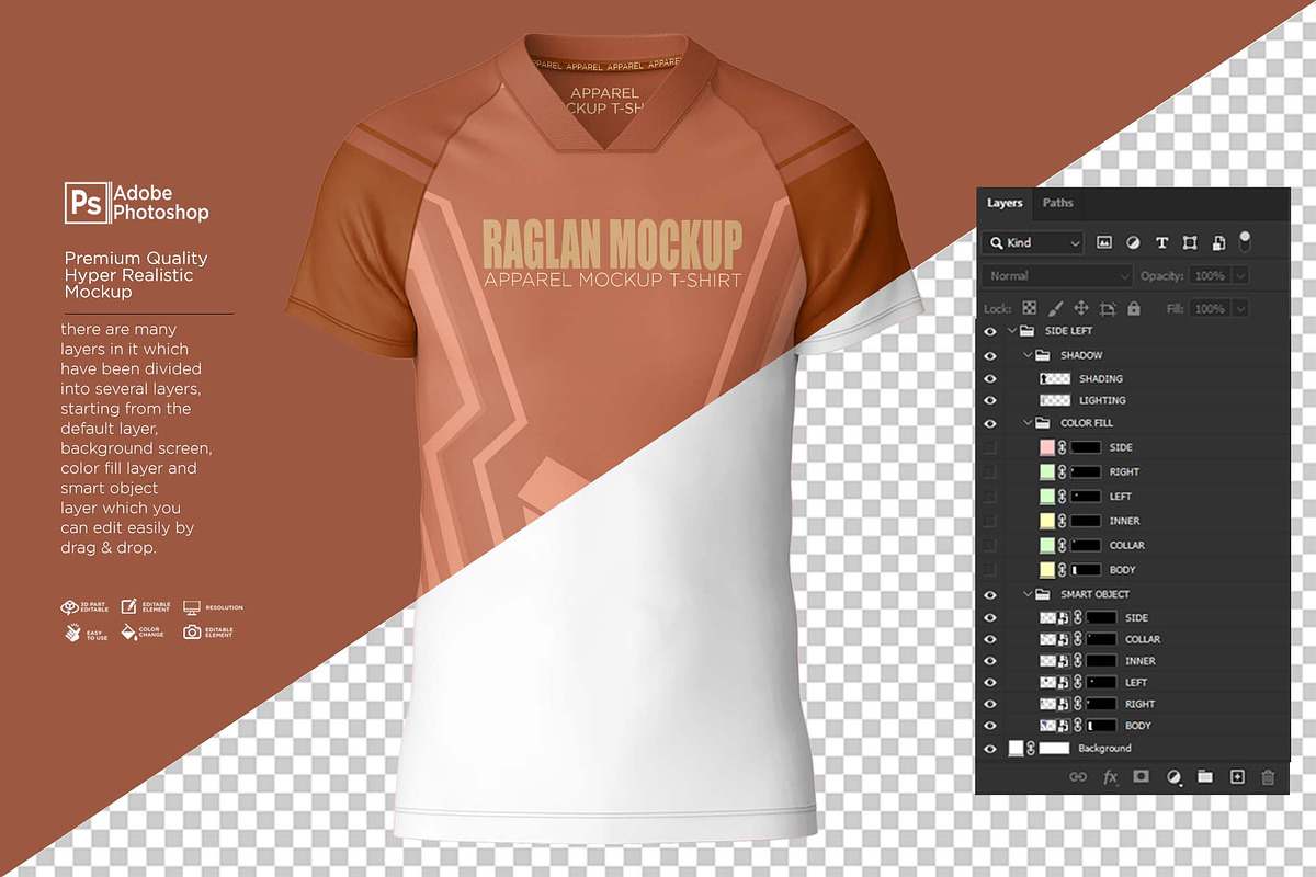 T-Shirt Neck VU Raglan L Mockup, a Shirt Mockup by Nanggroe Scripting (Photo 5 of 9)