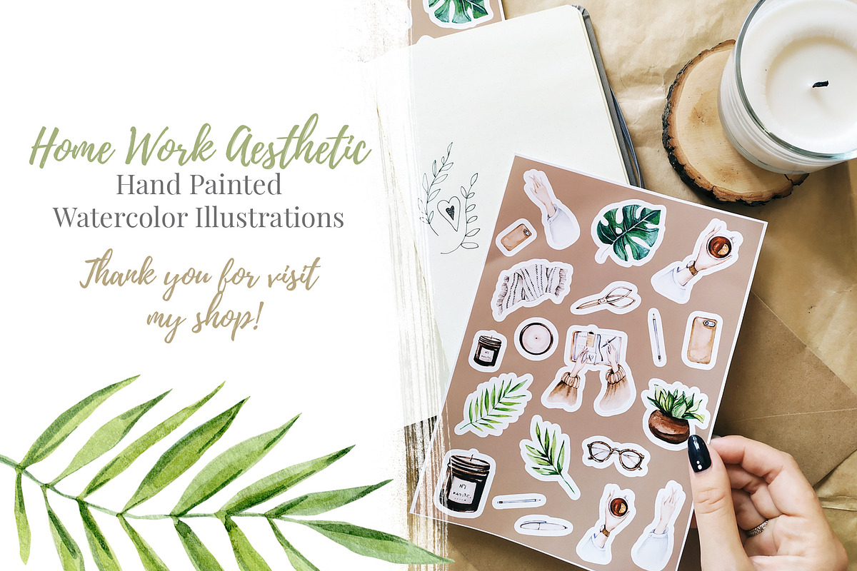 Watercolor Work Home Office Clipart, a Decorative Illustration by S_ARTLOVE (Photo 8 of 8)