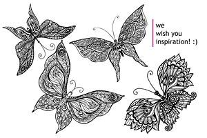 Hand Drawn Butterflies Set