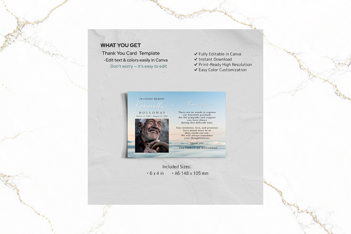 Funeral Thank You Card Canva FR011, a Card Template by TyphoonStudio (Photo 2 of 6)