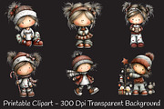 Christmas Little Girl Clipart, a Seasonal Illustration by RobertsArt (Thumbnail 2 of 5)