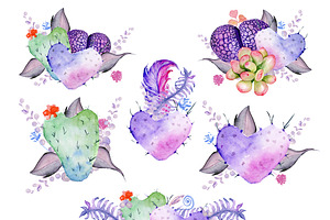 Watercolor Boho Cactus ClipArt