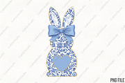 Blue Floral Chinoiserie Bunny Easter, an Illustration by CraftArtStudio (Thumbnail 1 of 4)