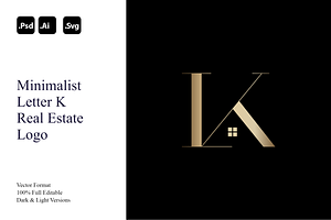 Minimalist Letter K Real Estate Logo