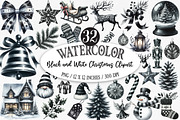 Black and White Christmas Clipart, an Illustration by Designking (Thumbnail 1 of 5)