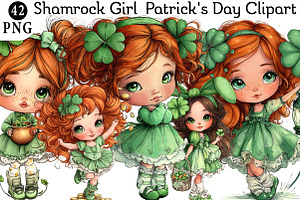 Shamrock Girl St Patrick's Day Clip, an Illustration by Daily.Designs