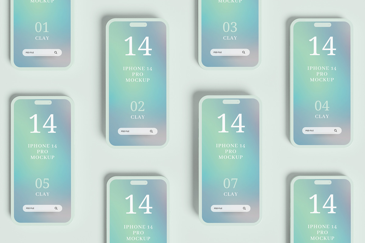Phone 14 Pro Clay Mockup, a Print Template by AKMAL STUDIO (Photo 6 of 8)