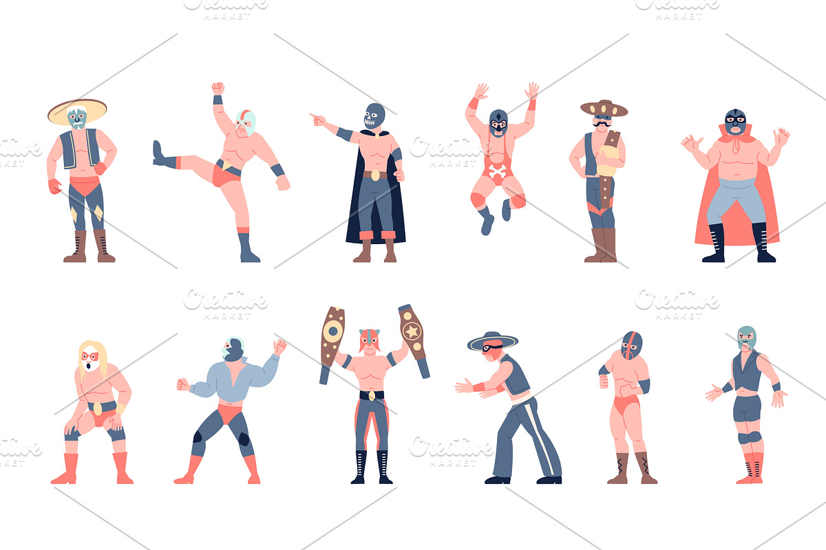 Mexican wrestling fighters. Fight, a Sport Illustration by LadadikArt
