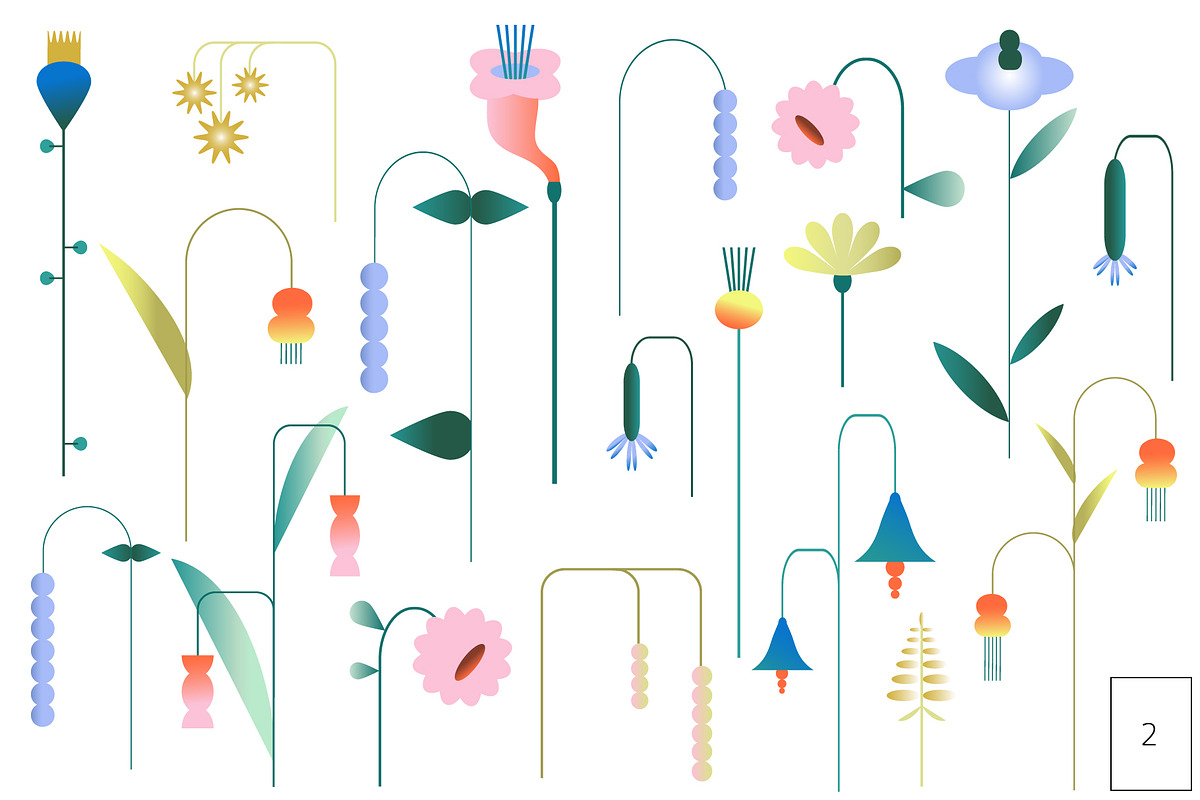 Gradient Flowers: posters, elements, an Object Graphic by Lena Nikolaeva (Photo 6 of 17)
