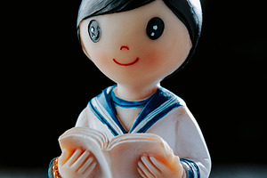 closeup of a figurine of a first communion boy, a Photo by Nito