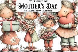 Mother’s Day Clipart Little Girl, a Seasonal Illustration by Designking