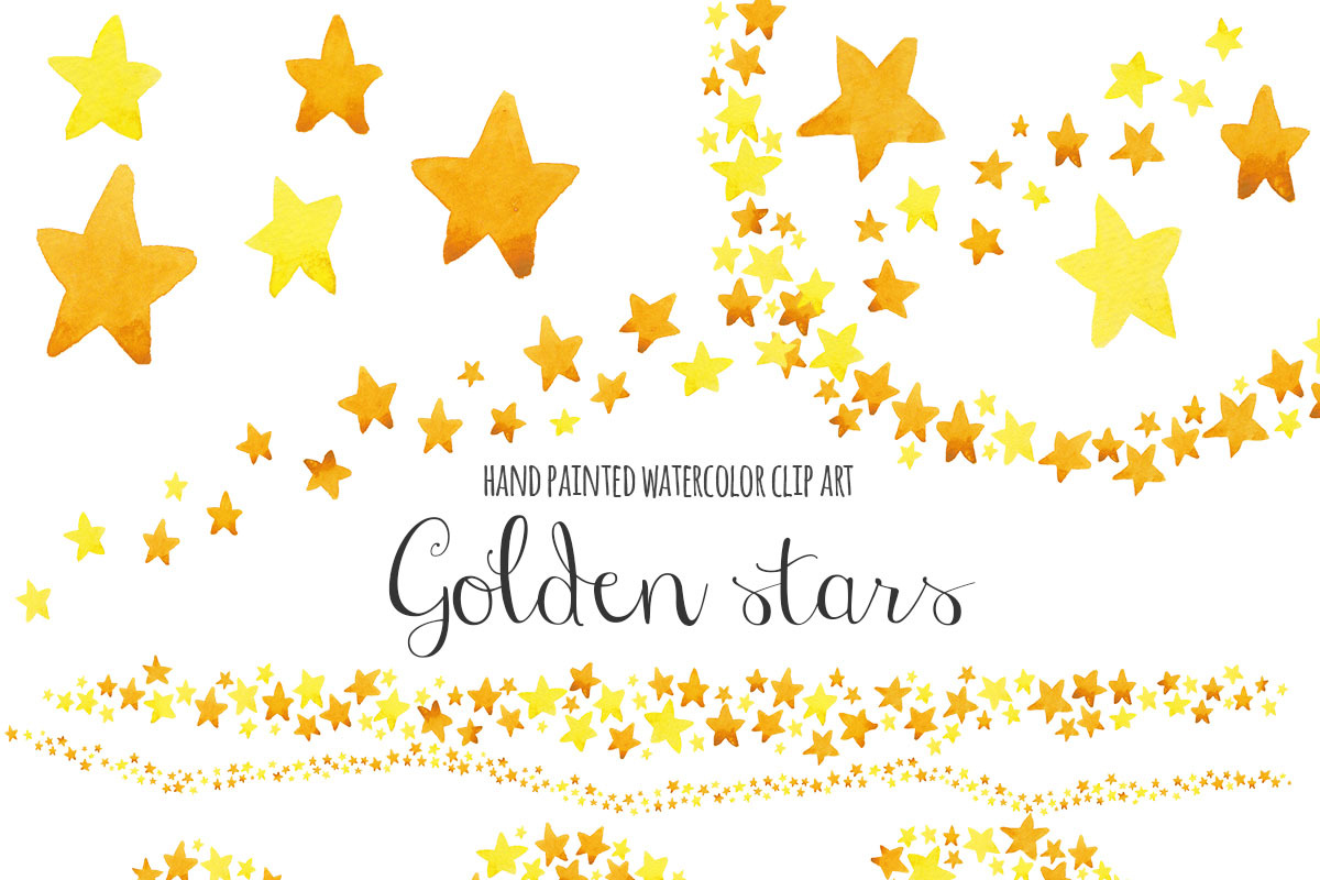 Watercolor gold stars clip art, an Illustration by SandraGraphicDesign (Photo 1 of 3)