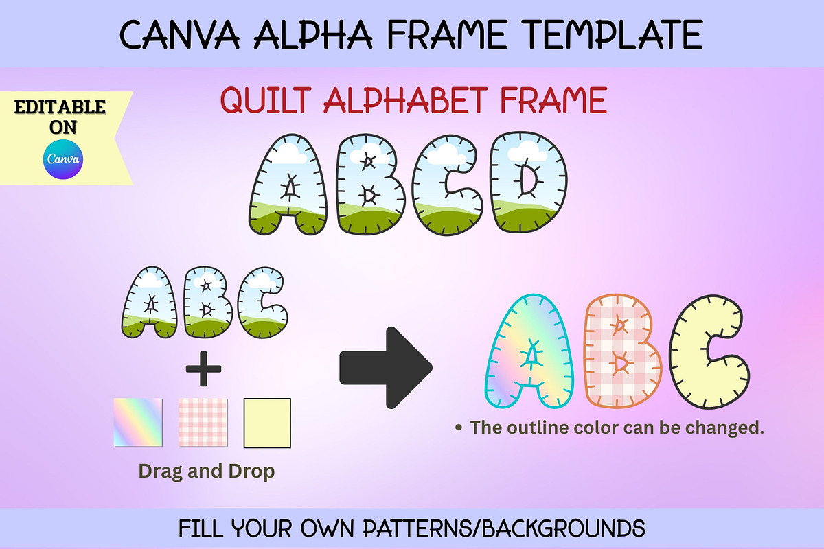 Quilt Alphabet Frame - Canva, a Marketing Template by Adalin Shop (Photo 1 of 4)