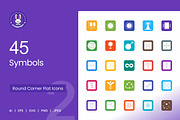 45 Symbols Filled Round Corner Icons, an Icon by IconBunny (Thumbnail 1 of 2)