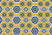 Blue and Yellow Floral Geometric Sea, a Pattern Graphic by Sharon Schwalbe (Thumbnail 2 of 2)