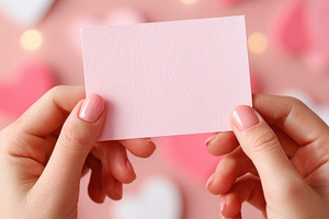 Blank pink card with heart background, a Holiday Photo by AlyaAnd