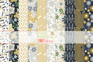 Navy Daisy Printable Scrapbook Paper