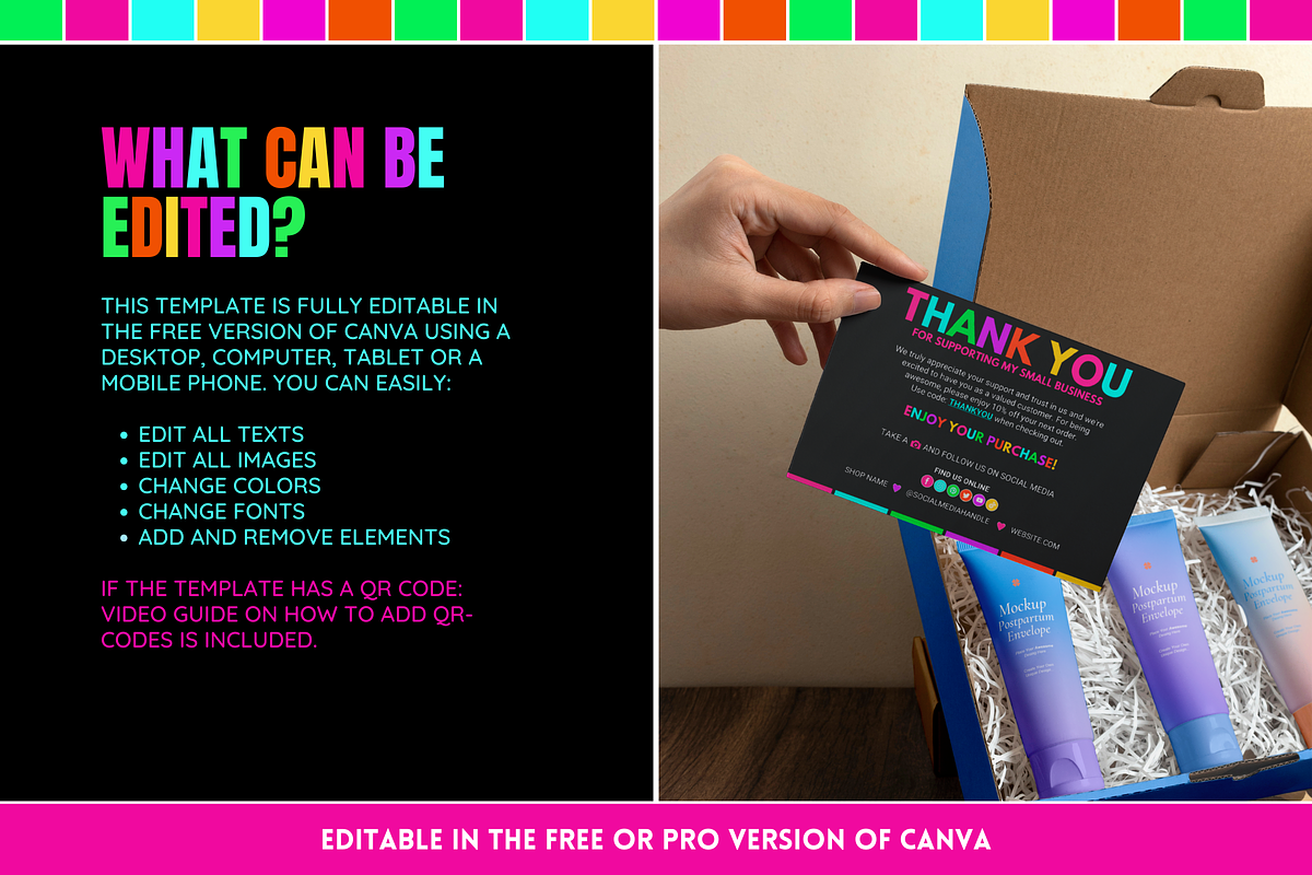 Neon Thank You Card - Edit in Canva, a Business Card Template by SunshineStudioBoutique (Photo 3 of 10)