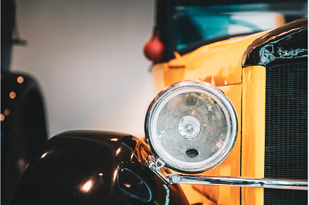 Close Headlamp Of Yellow Retro, a Transportation Photo by Our Amazing World