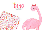 Watercolor Dinosaurs Girl clipart, a Background Graphic by LarysaZabrotskaya (Thumbnail 4 of 9)
