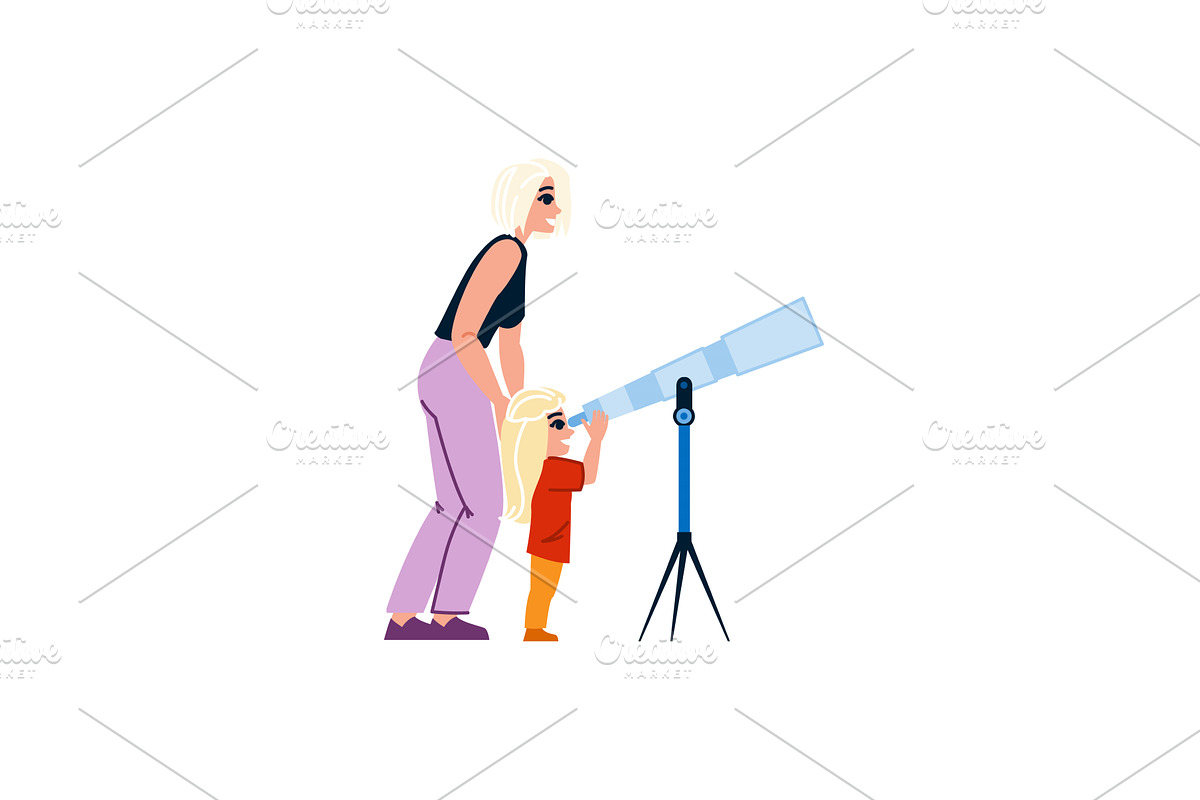Mother and daughter exploring the, an Education Illustration by pikepicture