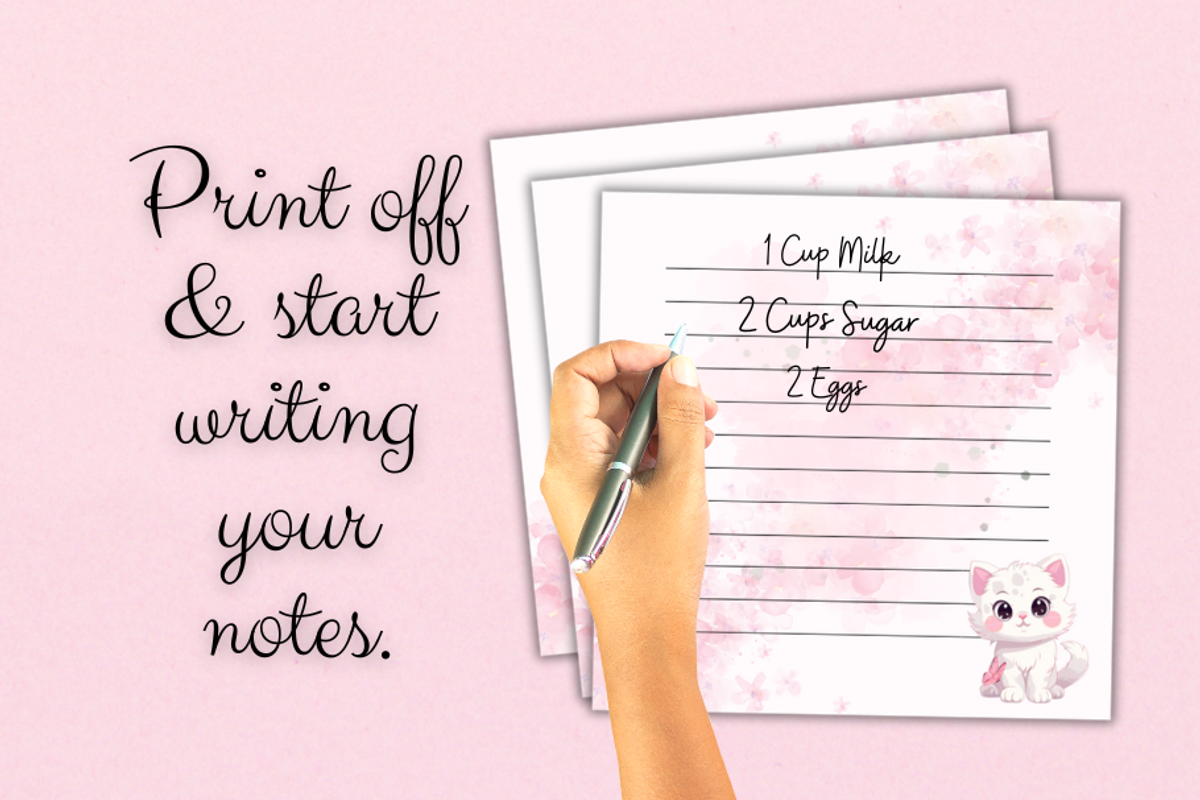 Printable Cute Kitten Note Paper, a Stationery Template by Pixels N Bows (Photo 4 of 4)