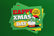 Green Christmas Greeting Post Card, a Card Template by graphicook (Thumbnail 2 of 6)