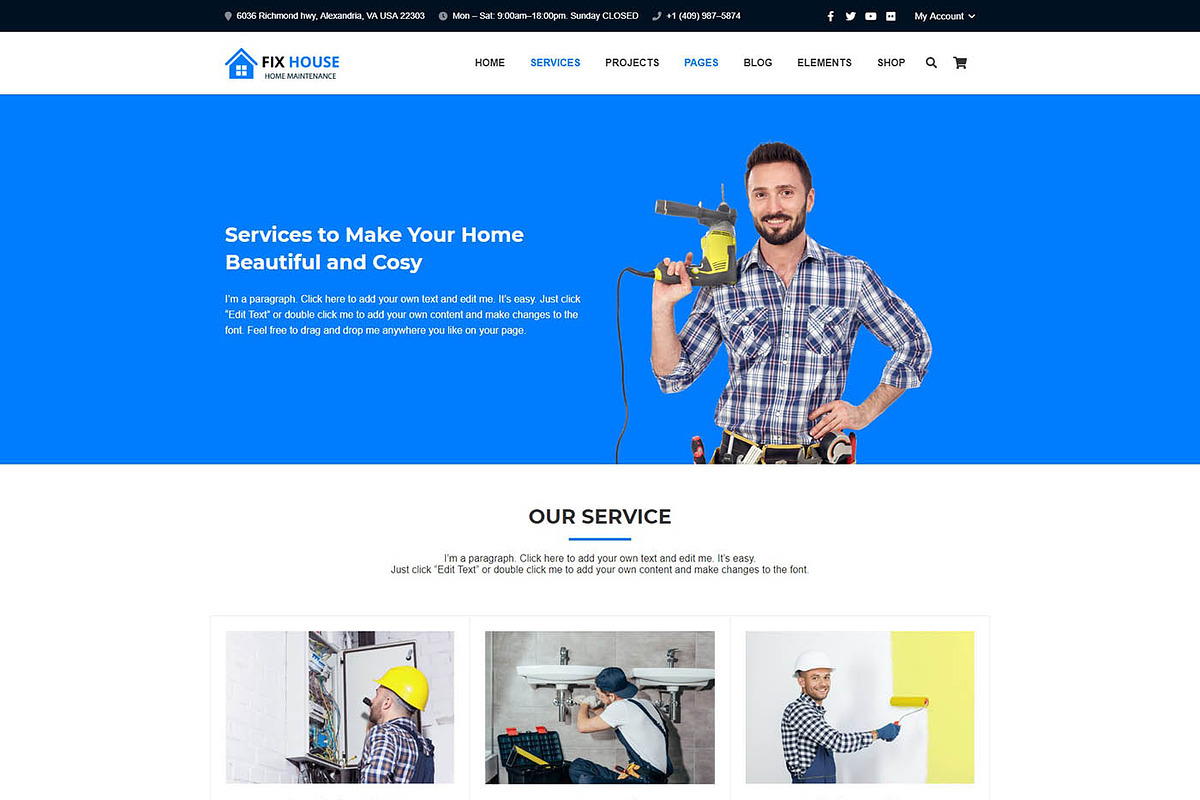 FixHouse - Home Repair & Business, a WordPress Template by Cherry Wordpress Theme (Photo 3 of 9)